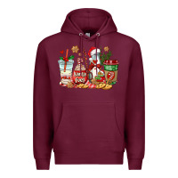 Burgundy santa fuel coffee cups Premium Hoodie - AdoDesignShop