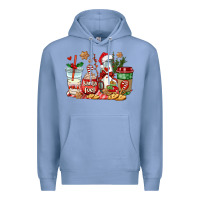 Colony Blue santa fuel coffee cups Premium Hoodie - AdoDesignShop