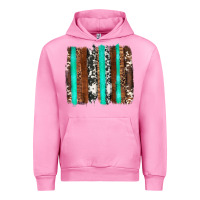 Fuchsia Pink western cowhide wood and turquoise glitter brushstrokes Urban Hoodie - Artiststas