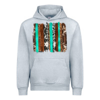 Heather Grey western cowhide wood and turquoise glitter brushstrokes Urban Hoodie - Artiststas