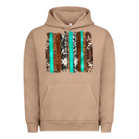Pigment Burro western cowhide wood and turquoise glitter brushstrokes Urban Hoodie - Artiststas