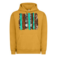 Pigment Peanut Butter western cowhide wood and turquoise glitter brushstrokes Urban Hoodie - Artiststas