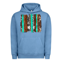 Western Cowhide Wood And Turquoise Glitter Brushstrokes Urban Hoodie | Teevron