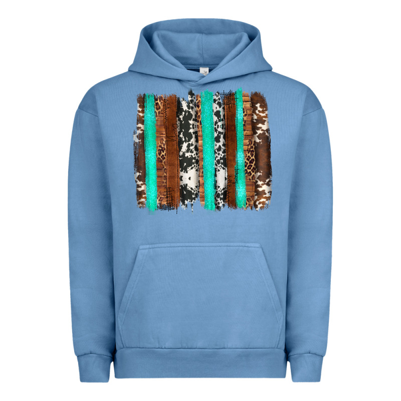 Western Cowhide Wood And Turquoise Glitter Brushstrokes Urban Hoodie by Artiststas | Teevron