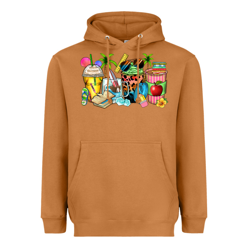Summer Teacher Coffee Cups Heavyweight Hoodie by Zillion Design Studio | Teevron