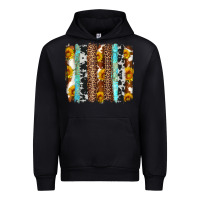 Black western cowhide leopard turquoise brushstrokes Urban Hoodie - Artiststas
