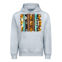 Western Cowhide Leopard Turquoise Brushstrokes Urban Hoodie | Teevron