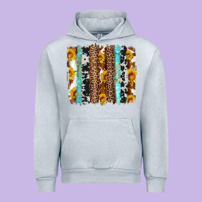 Western Cowhide Leopard Turquoise Brushstrokes Urban Hoodie Designed By Artiststas