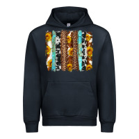 Navy western cowhide leopard turquoise brushstrokes Urban Hoodie - Artiststas