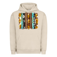 Pigment French Oak western cowhide leopard turquoise brushstrokes Urban Hoodie - Artiststas