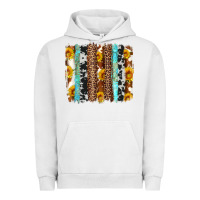 Pigment Lunar Rock western cowhide leopard turquoise brushstrokes Urban Hoodie - Artiststas