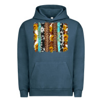 Pigment Midnight Navy western cowhide leopard turquoise brushstrokes Urban Hoodie - Artiststas