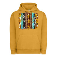 Pigment Peanut Butter western cowhide leopard turquoise brushstrokes Urban Hoodie - Artiststas