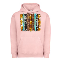 Pigment Salmon western cowhide leopard turquoise brushstrokes Urban Hoodie - Artiststas