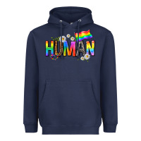 Navy human with daisies Heavyweight Hoodie - texasbilliewilder