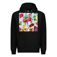 Black sweet summer flamingo seamless pattern Premium Hoodie - BundleAndBundleShop