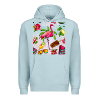 Blue Mist sweet summer flamingo seamless pattern Premium Hoodie - BundleAndBundleShop