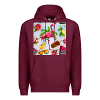 Burgundy sweet summer flamingo seamless pattern Premium Hoodie - BundleAndBundleShop