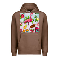 Chestnut sweet summer flamingo seamless pattern Premium Hoodie - BundleAndBundleShop