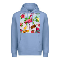 Colony Blue sweet summer flamingo seamless pattern Premium Hoodie - BundleAndBundleShop