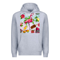 Heather Grey sweet summer flamingo seamless pattern Premium Hoodie - BundleAndBundleShop