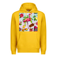 Lemon sweet summer flamingo seamless pattern Premium Hoodie - BundleAndBundleShop