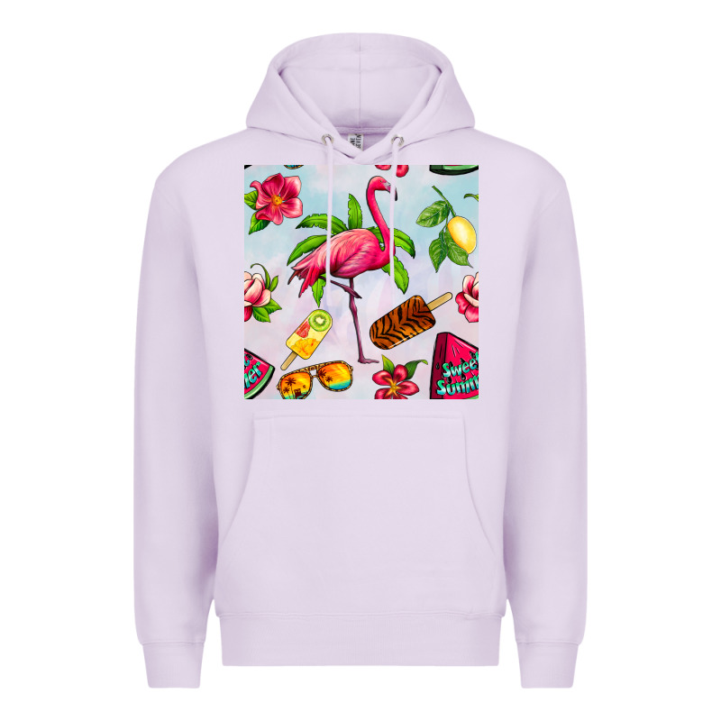 Sweet Summer Flamingo Seamless Pattern Premium Hoodie by BundleAndBundleShop | Teevron