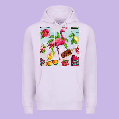 Sweet Summer Flamingo Seamless Pattern Premium Hoodie Designed By Bundleandbundleshop