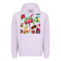 Lilac sweet summer flamingo seamless pattern Premium Hoodie - BundleAndBundleShop