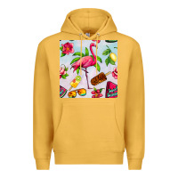 Mustard sweet summer flamingo seamless pattern Premium Hoodie - BundleAndBundleShop