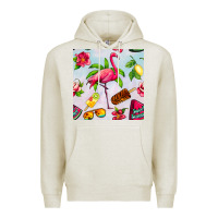 Oatmeal Heather sweet summer flamingo seamless pattern Premium Hoodie - BundleAndBundleShop