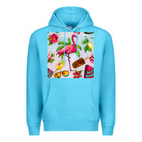 Ocean Blue sweet summer flamingo seamless pattern Premium Hoodie - BundleAndBundleShop