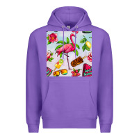 Purple sweet summer flamingo seamless pattern Premium Hoodie - BundleAndBundleShop
