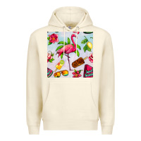 Sandshell sweet summer flamingo seamless pattern Premium Hoodie - BundleAndBundleShop