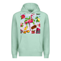 Seafoam sweet summer flamingo seamless pattern Premium Hoodie - BundleAndBundleShop