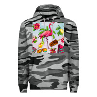 Slate Camo sweet summer flamingo seamless pattern Premium Hoodie - BundleAndBundleShop