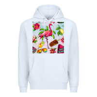 White sweet summer flamingo seamless pattern Premium Hoodie - BundleAndBundleShop