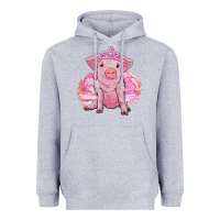Heather Grey Balerina pig with tutu Heavyweight Hoodie - RanaPortraitStore