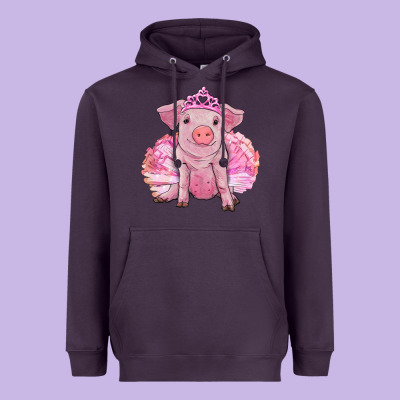 Heavyweight Hoodie Balerina pig with tutu