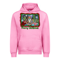Fuchsia Pink merry christmas western bull skull Urban Hoodie - AdoDesignShop