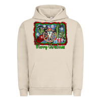 Pigment French Oak merry christmas western bull skull Urban Hoodie - AdoDesignShop