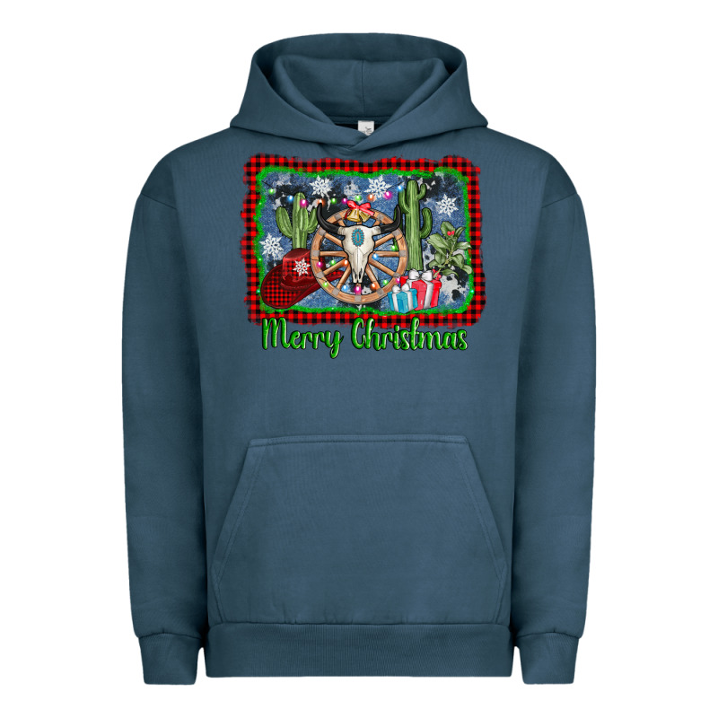 Merry Christmas Western Bull Skull Urban Hoodie by AdoDesignShop | Teevron