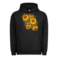 Pigment Black leopard sunflower patch Urban Hoodie - AdoDesignShop