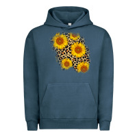 Pigment Midnight Navy leopard sunflower patch Urban Hoodie - AdoDesignShop