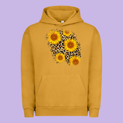 Leopard Sunflower Patch Urban Hoodie Designed By Adodesignshop