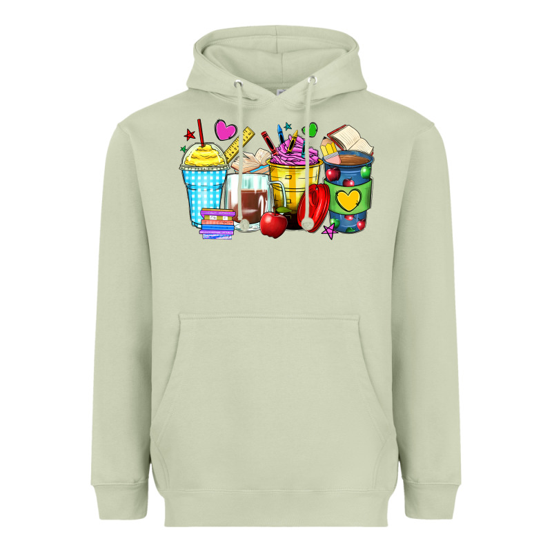 School Coffee Cups Heavyweight Hoodie by Zillion Design Studio | Teevron