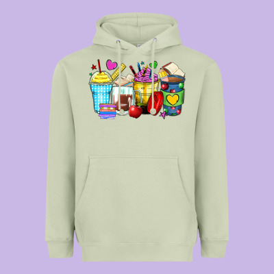 School Coffee Cups Heavyweight Hoodie Designed By Zillion Design Studio