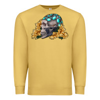 Antique Gold skull with sunflowers Premium Sweatshirt - RanaPortraitStore