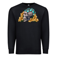 Black skull with sunflowers Premium Sweatshirt - RanaPortraitStore
