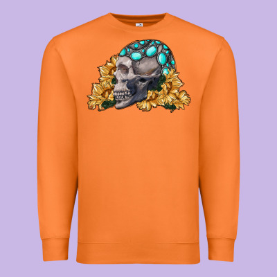Skull With Sunflowers Premium Sweatshirt Designed By Ranaportraitstore
